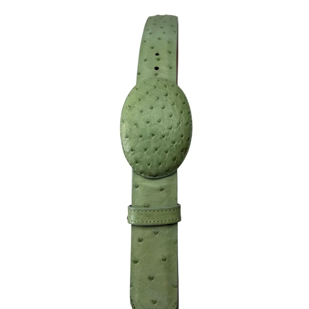 Wild West Pistachio Full Quill Ostrich Leather Belt Size 36 Handmade‎ NEW